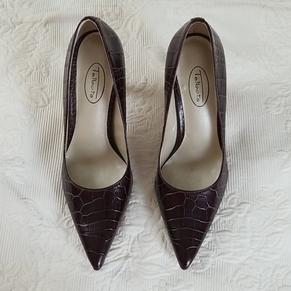 New Talbots Leather Croco Embossed Heels - Picture 2 of 12